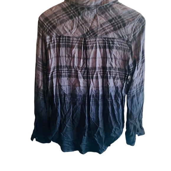 Rails Hunter Charcoal Jet Dip Dye Plaid Button Down Shirt - Picture 6 of 9